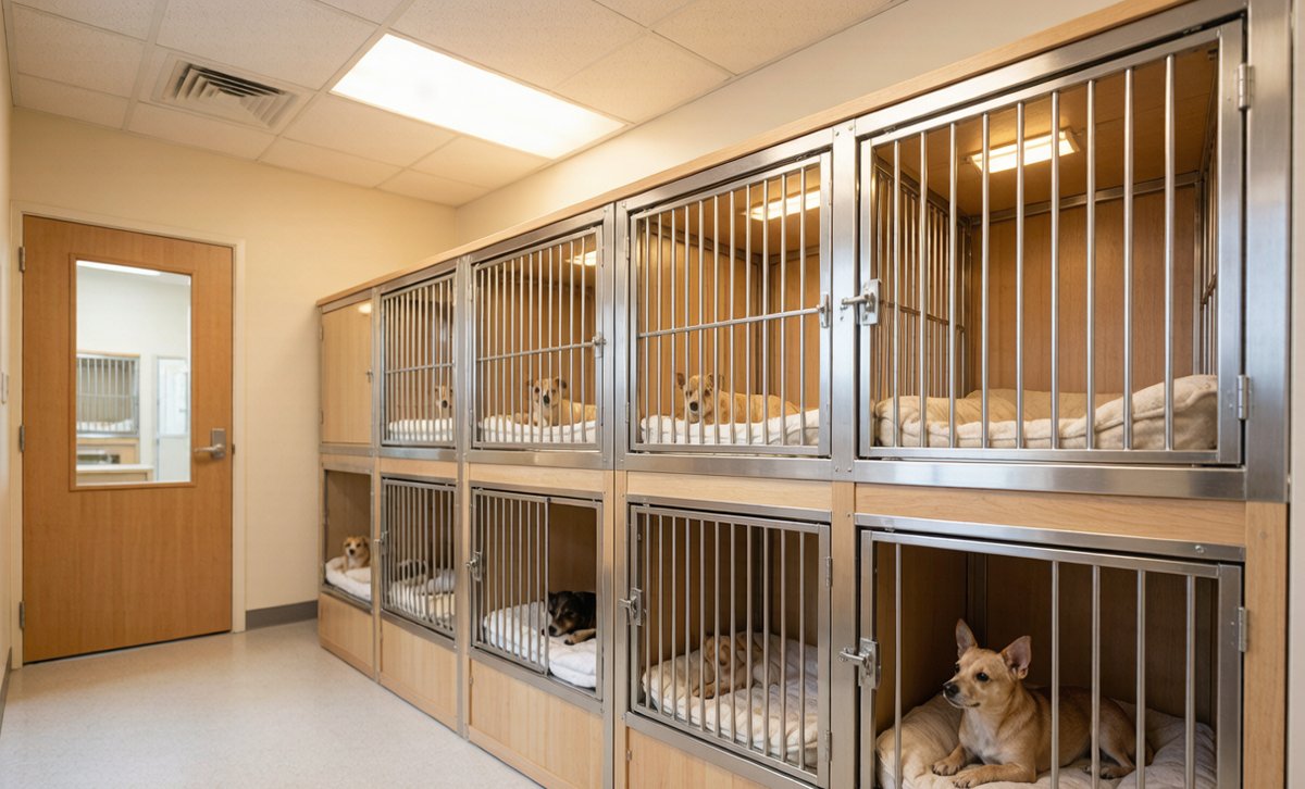 犬舍区:小型犬 / 中型犬 / 大型犬分区饲养(场景示意)